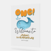 Cute Baby Blue Whale 1st Birthday Welcome Acrylschild (Winkel)