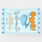 Cute Baby Blue Whale 1st Birthday Welcome Banner (Horizontal)