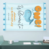 Cute Baby Blue Whale 1st Birthday Welcome Banner (Messe)