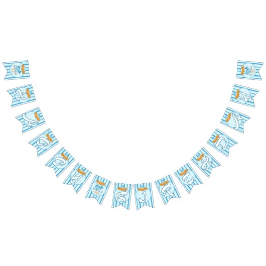 Cute Baby Blue Whale 1st Birthday Wimpelkette (Alle)