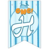 Cute Baby Blue Whale 1st Birthday Wimpelkette (Zweite Fahne)