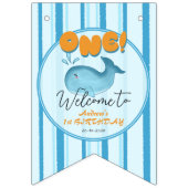 Cute Baby Blue Whale 1st Birthday Wimpelkette (Erste Fahne)