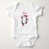 Cute Baby Bodysuit With An Ice Skating Penguin Baby Strampler (Vorderseite)