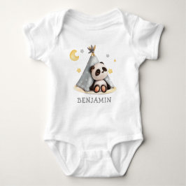 Cute Baby Boho Panda Birthday Baby Strampler