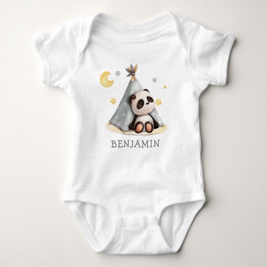Cute Baby Boho Panda Birthday Baby Strampler (Vorderseite)