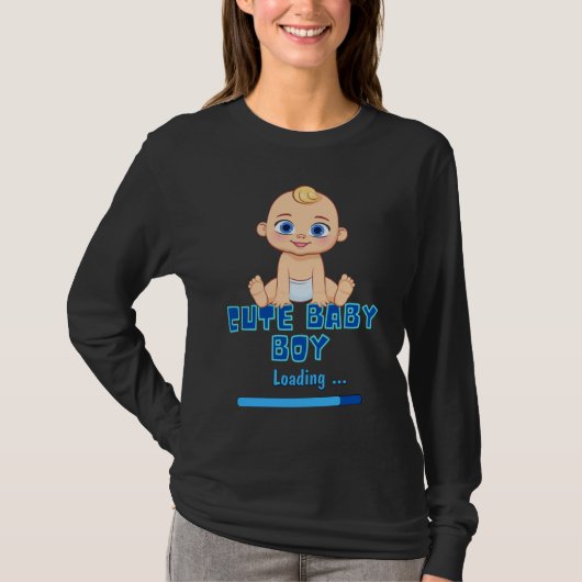 Cute Baby Boy Loading Gender Party Pregnancy It's T-Shirt (Vorderseite)