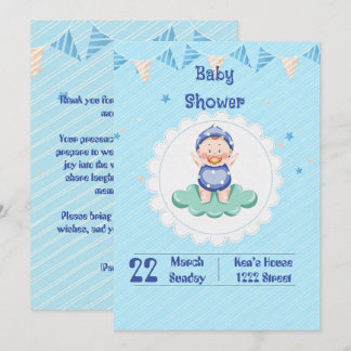 Cute Baby Boy Party Invitation  Einladung