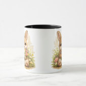 Cute Baby Bunny Flower Bouquet Coffee Mug Tasse (Zentrum)