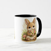 Cute Baby Bunny Flower Bouquet Coffee Mug Tasse (VorderseiteRechts)