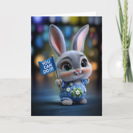 Cute Baby Bunny in Blue Overalls "You Can Do It" Karte