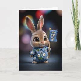 Cute Baby Bunny in Daisy Romper Encouragement Karte