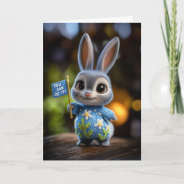 Cute Baby Bunny in Floral Sweater Encouragement Karte