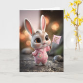 Cute Baby Bunny in Pink Romper Encouragement Karte (Gelbe Blume)