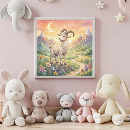 Cute Baby Capricorn Zodiac Wall Art Poster