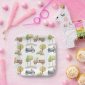 Cute Baby Cars And Animals Birthday Party Pattern Pappteller (Party)