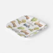 Cute Baby Cars And Animals Birthday Party Pattern Pappteller (Gewinkelt)