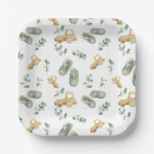 Cute Baby Cars And Shoes Newborn Babyshower Plate Pappteller (Vorderseite)