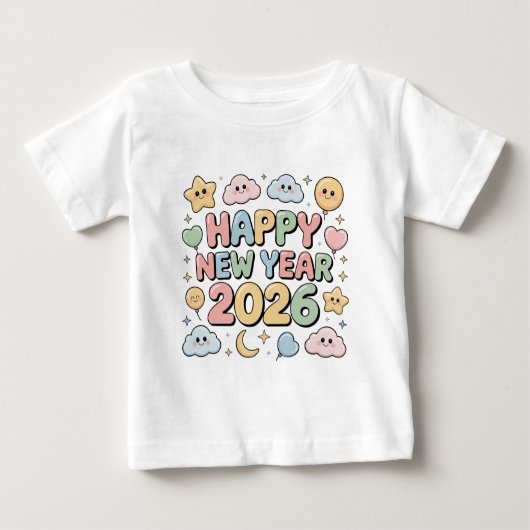 Cute Baby Cartoon New Year 2026 Illustration Baby T-shirt (Vorderseite)