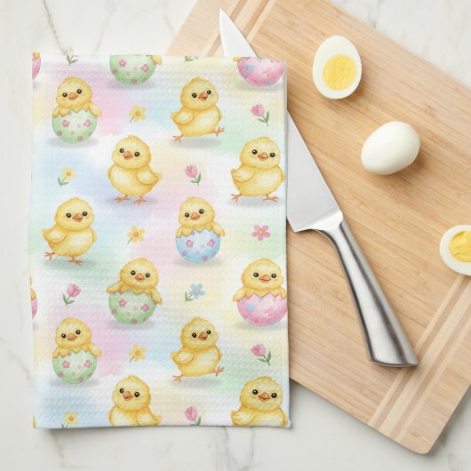 Cute Baby Chick Watercolor Easter Geschirrtuch (Viertel Falte)