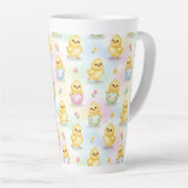 Cute Baby Chick Watercolor Easter Pink Pattern Milchtasse (Rechte Ecke)