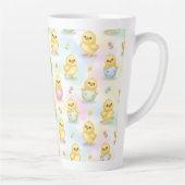 Cute Baby Chick Watercolor Easter Pink Pattern Milchtasse (Rechts)