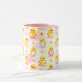 Cute Baby Chick Watercolor Easter Pink Pattern Tasse (Zentrum)