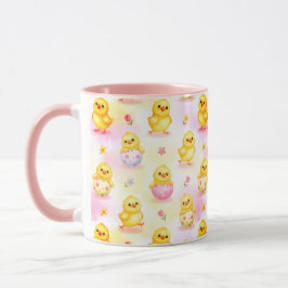 Cute Baby Chick Watercolor Easter Pink Pattern Tasse