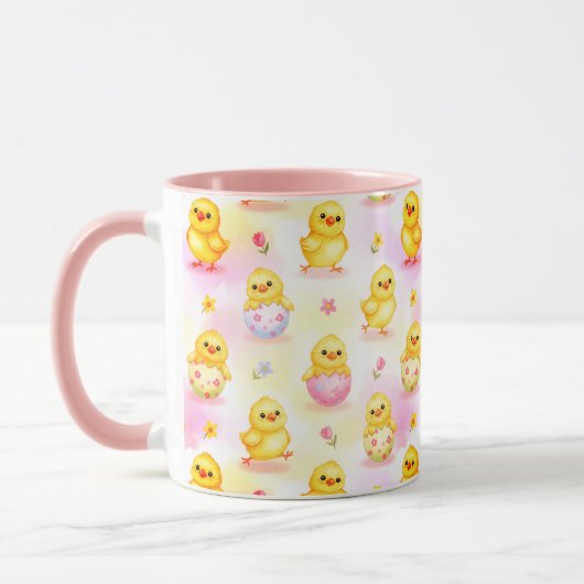 Cute Baby Chick Watercolor Easter Pink Pattern Tasse (Links)