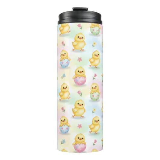 Cute Baby Chick Watercolor Easter Thermosbecher (Vorderseite)