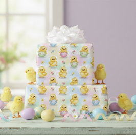 Cute Baby Chick Watercolor Easter Wrapping Paper Geschenkpapier