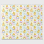 Cute Baby Chick Watercolor Easter Wrapping Paper Geschenkpapier (Flach)