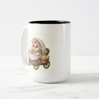 Cute Baby Chicks Family in a Stroller Mug Zweifarbige Tasse