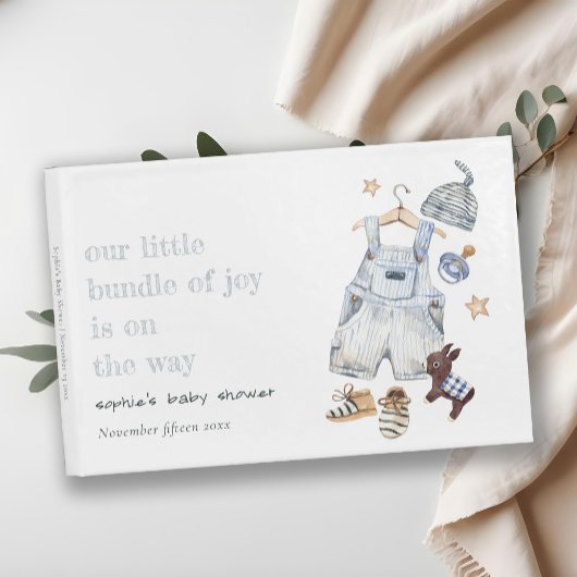 Cute Baby Clothes Essentials Blue Boy Baby Shower Gästebuch