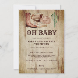 Cute Baby Cowboy Hat Shoes Cactus Einladung
