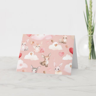 Cute Baby Cupid Animals Thank You Card Dankeskarte