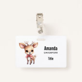Cute Baby Deer Cartoon Illustration Ausweis (Rückseite mit Klammer)