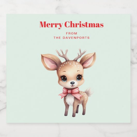 Cute Baby Deer Cartoon Illustration Bierflaschenetikett (Einzelnes Label)