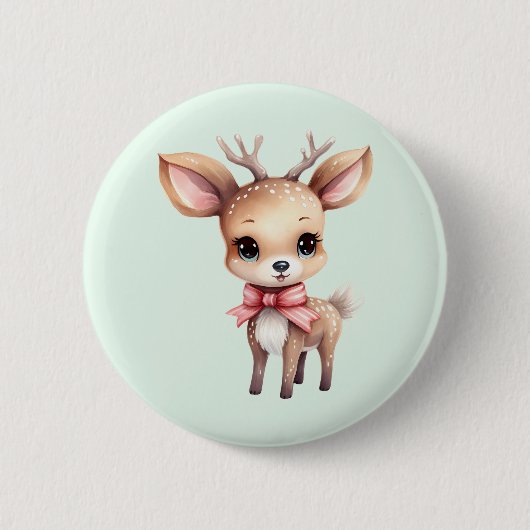 Cute Baby Deer Cartoon Illustration Button (Vorderseite)