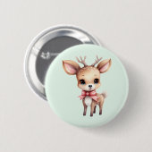 Cute Baby Deer Cartoon Illustration Button (Vorne & Hinten)