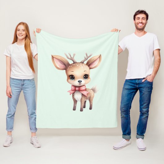 Cute Baby Deer Cartoon Illustration Fleecedecke (Beispiel)