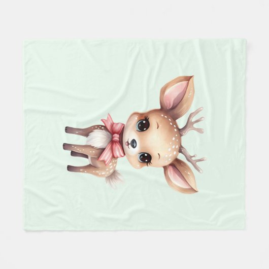 Cute Baby Deer Cartoon Illustration Fleecedecke (Vorderseite (Horizontal))