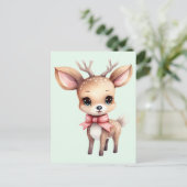 Cute Baby Deer Cartoon Illustration Postkarte (Stehend Vorderseite)