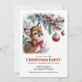 Cute baby deer Christmas kids invitation printable Einladung (Vorderseite)