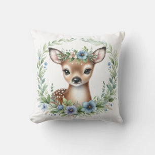 Cute Baby Deer Kissen in blau