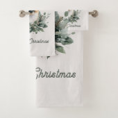 Cute Baby Deer Merry Christmas – Watercolor Fawn  Badhandtuch Set (Insitu)