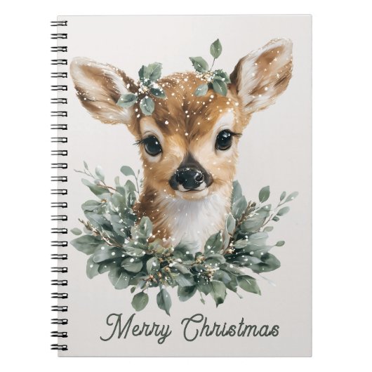 Cute Baby Deer Merry Christmas – Watercolor Fawn  Notizblock (Vorderseite)