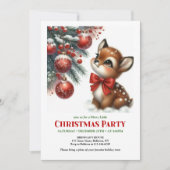Cute baby deer watercolor Christmas invitation Einladung (Vorderseite)