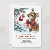 Cute baby deer winter scene Christmas party invite Einladung (Vorderseite)