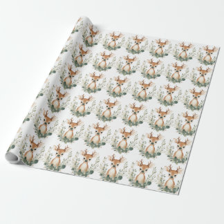 Cute Baby Deer Woodland Wrapping Paper Geschenkpapier