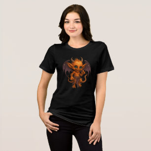 Cute Baby Demon with Big Eyes & Wings Tri-Blend Shirt